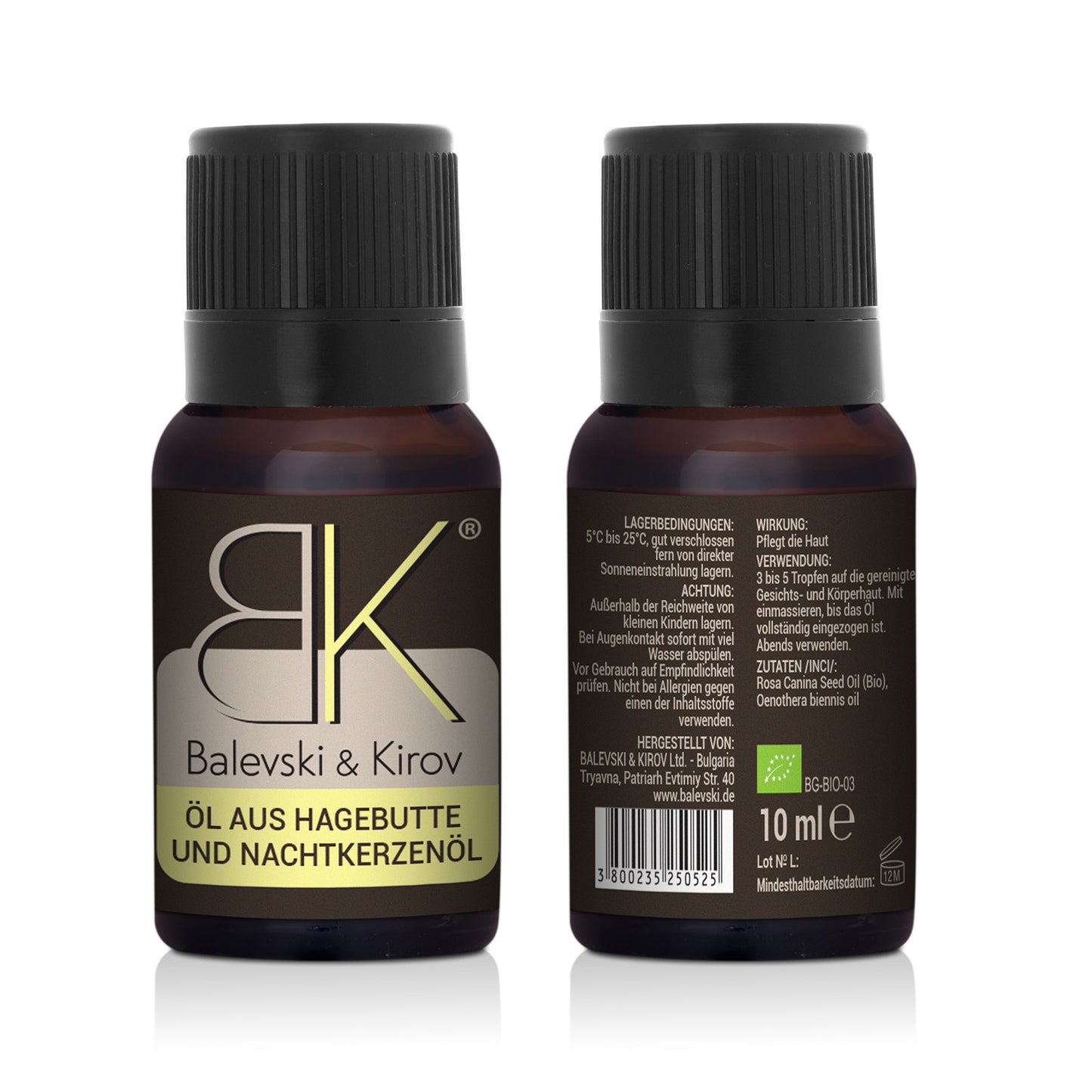 Kaltgepresstes Hagebuttenöl mit Nachtkerzenöl - Bio-Produkt